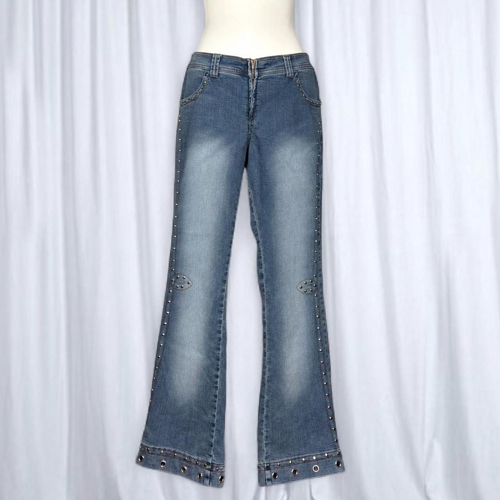 Crest Jeans Studded Grommet Bootcut Flare Jeans Y2K Vintage